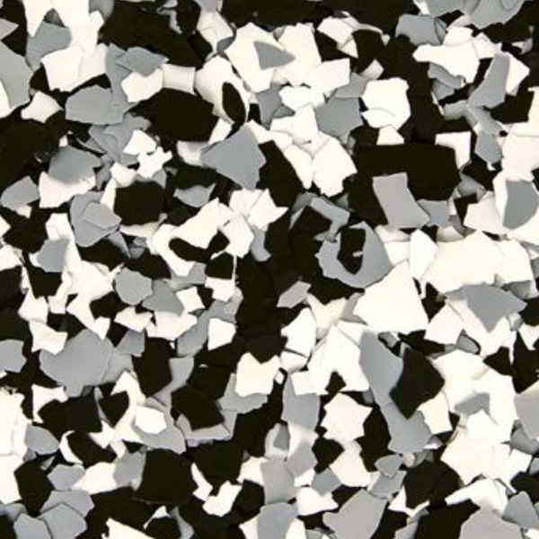 Domino flake blend, black white and gray