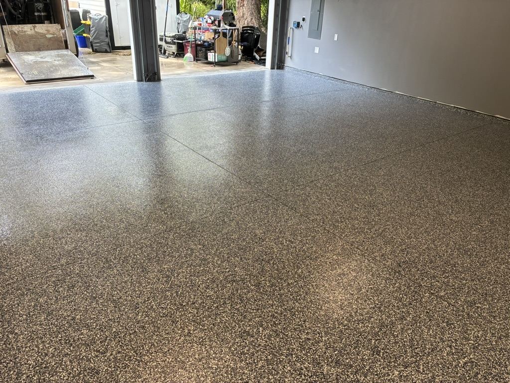 Brown flake garage floor coating